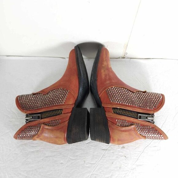 Corral Circle G Womens US7,5M Leather Orange Distressed Western Studded Booties - Picture 9 of 13